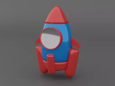 blue rocket Low-poly 3D model