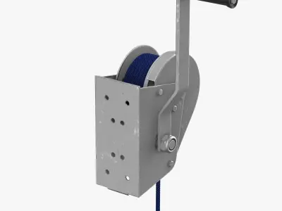 Manual Winch Crank With Cord 3D model