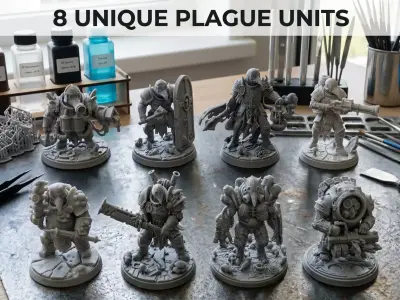 Grimdark Plague Squad Bundle - 8 Pre-Supported 32mm STLs 3D print model