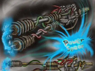 Rusty Stun Spear powered by an old car battery Free low-poly 3D model