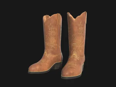 Cowboy boots  Low-poly 3D model