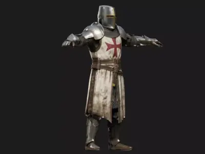Crusader Warrior Rigged Low-poly 3D model