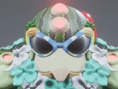 Summer Penguin Low-poly 3D model