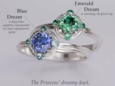 Princess Elena Gold Rings Set 3D model