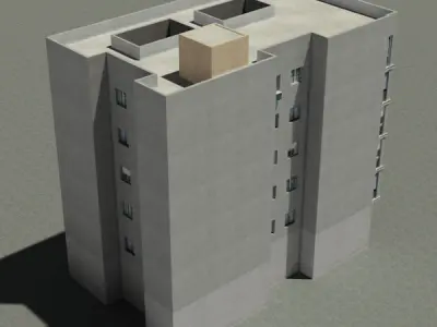 Building with two floors and roof Low-poly 3D model