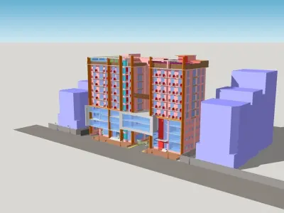 Mixed Used Commercial Building 3D model
