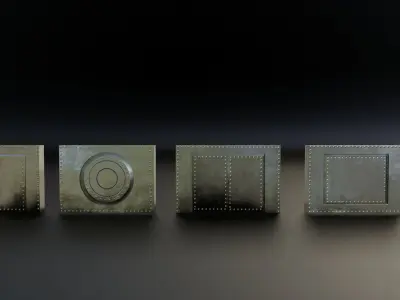 Reinforced Vault Door Set Low-poly 3D model