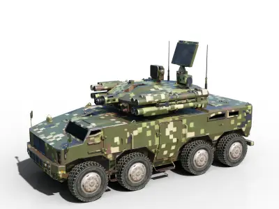 4 coatings of PLA Type 625E AA Gun Missile System PGL625 PGL-625 Low-poly 3D model