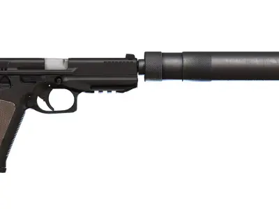 Pistol PL 15 PL15 Lebedev Semi-Automatic Black Weapon Silencer Low-poly 3D model