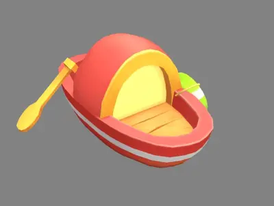 Cartoon small fishing boat Low-poly 3D model