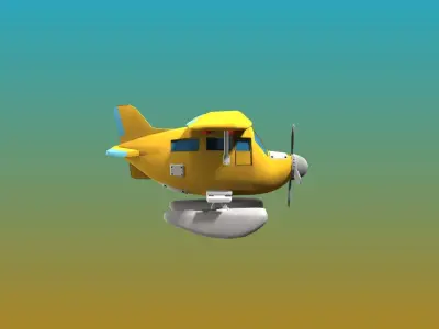 Cartoon Style Plane Game 3D asset Low-poly 3D model