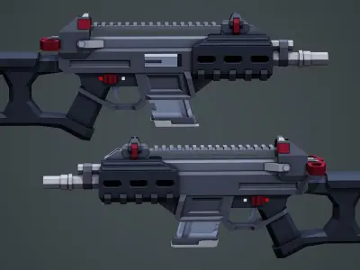 Stylized Sci-Fi UMX-50 SMG Low Poly Mobile Ready Low-poly 3D model