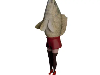 Fish lady reverse mermaid Low-poly 3D model