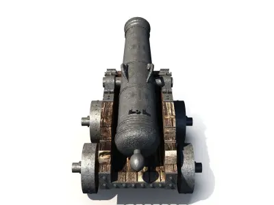 Medieval Cannon 3D model Low-poly 3D model