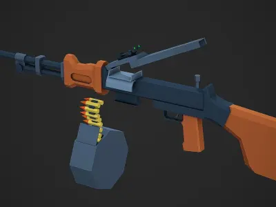 Stylized RPD LMG Low Poly Mobile Ready Low-poly 3D model