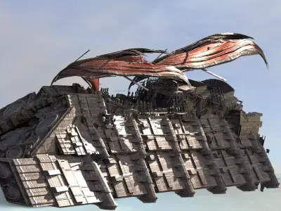 Hutt Desert Sail Barge carrier  3D model