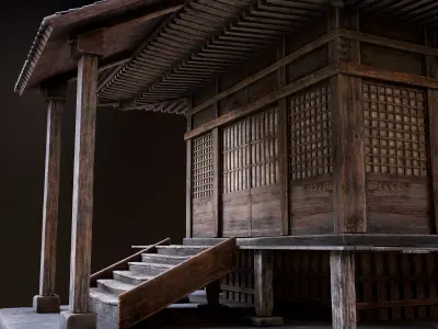 Japanese Shrine Low-poly 3D model