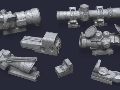 Scopes sniper Low-poly 3D model