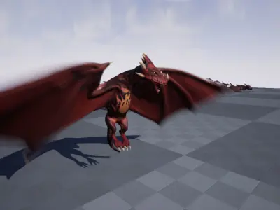 Fantasy Fire Dragons Low-poly 3D model