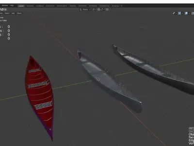 Canoe boat ship river 3D model