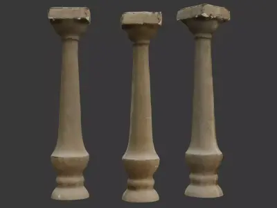 Classical Stone Baluster 3D Scan Low-poly 3D model
