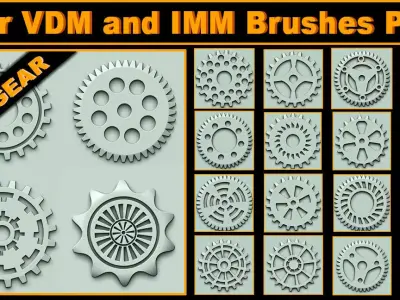 Gear VDM and IMM Brushes Pack Low-poly 3D model