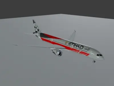 Etihad Airways Boeing 787-9 Formula 1 livery  Low-poly 3D model