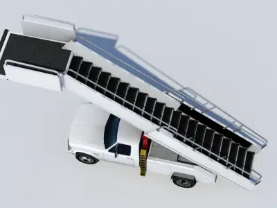 F350 ford Stair truck AIrport Ground Support Low Poly Low-poly 3D model