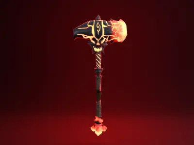 Fantasy Hammer - Fire Version Low-poly 3D model