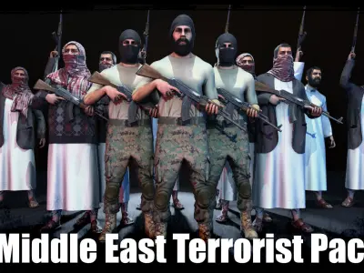 Middle East Terrorist Pack Low-poly 3D model