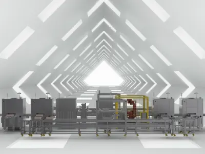 Battery laser welding machine production line 3D model