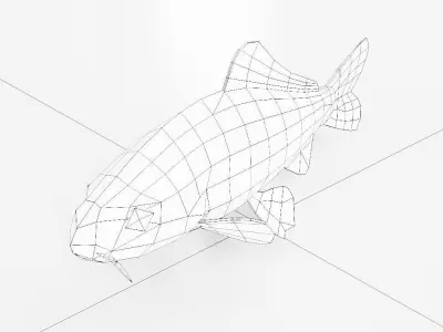 Freshwater common carp fish 3d model  Low-poly 3D model