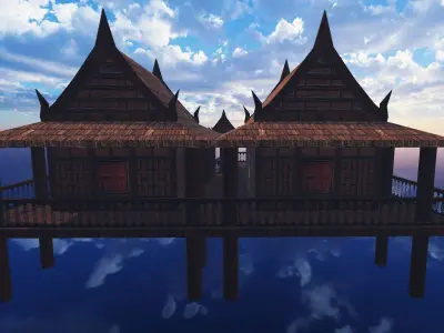 Thai traditional house 02 Low-poly 3D model