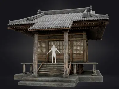 Japanese Shrine Low-poly 3D model