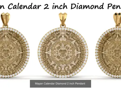 Mayan Calendar Diamond Pendant Combination of 4 3D Model Collection