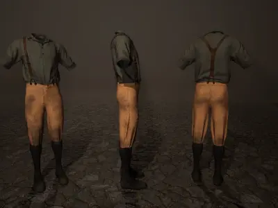 Five Farmer Man Clothes Low-poly 3D model