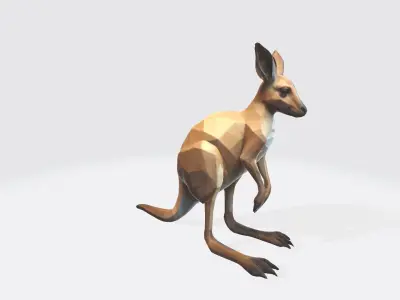 A Female  Gender Grey  Red Kangaroo Life 3d Render 3D model