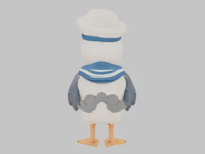 Sailor Seagull 3D Model Low-poly 3D model