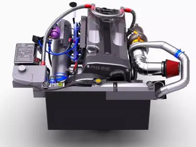 RB26 Inline 6 600Hp Turbonetics Engine Low-poly 3D model