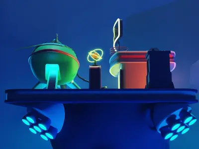 Cartoon futurama space scene 3D model