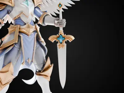 Stylized Sword - Paladin Sword Initiates Blade - Game Ready Free 3D model