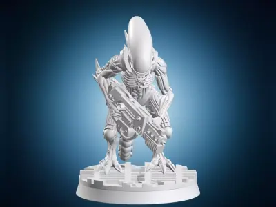 Alien Xenomorph Holding Weapon Miniature 3D print model