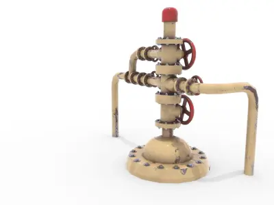 Oil Pumpjack Wellhead 3 Low-poly 3D model