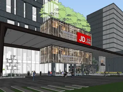 SU model of integrated office building building 3D model