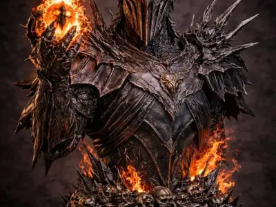 Knight Zyraeth Lord of the Abyssal Flame  Dark Fantasy Bust STL 3D print model