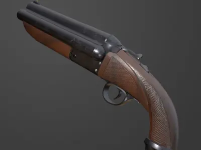 Triple Barrel Shotgun PBR Free low-poly 3D model
