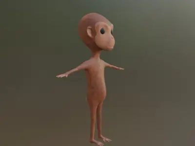 Cheerful Chubby Monkey - Stylized 3D Cartoon Model Low-poly 3D model
