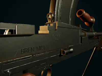 Bren Mk I -  WW2 British Machine Gun PBR Low-poly 3D model Low-poly 3D model