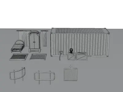 Asset Pack Game Industrial Low-poly 3D model