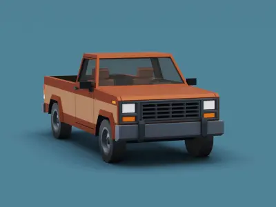 Stylized Cartoon Pickup Vehicle Low-poly 3D model